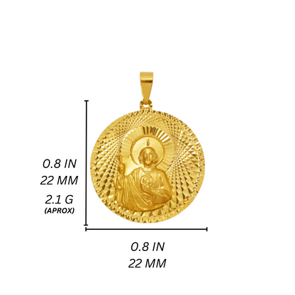 14K Gold San Juditas Round Pendant