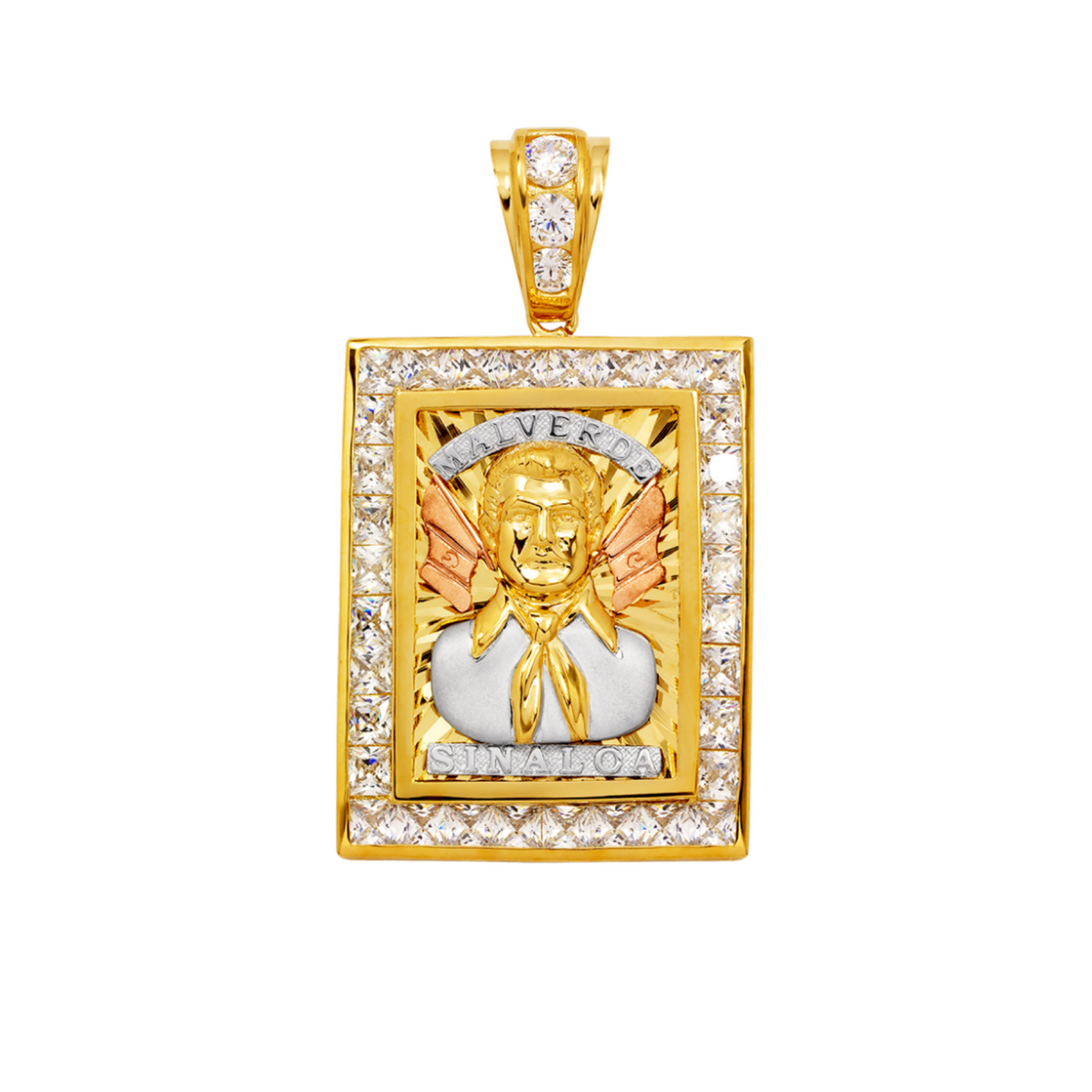 14K Tricolor Gold Malverde Pendant