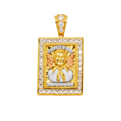 14K Tricolor Gold Malverde Pendant