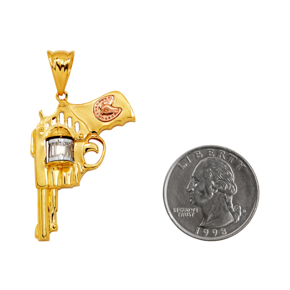 14K Gold Revolver Pendant