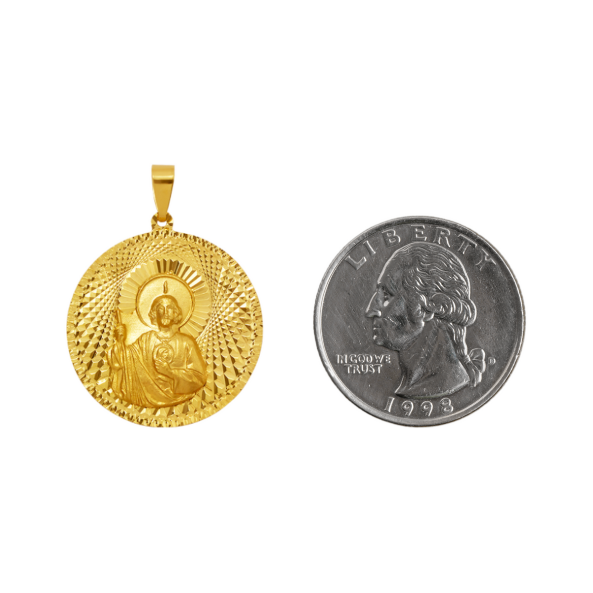 14K Gold San Juditas Round Pendant