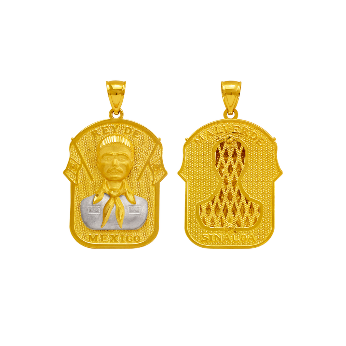 14K Two Tone Gold Malverde Pendant