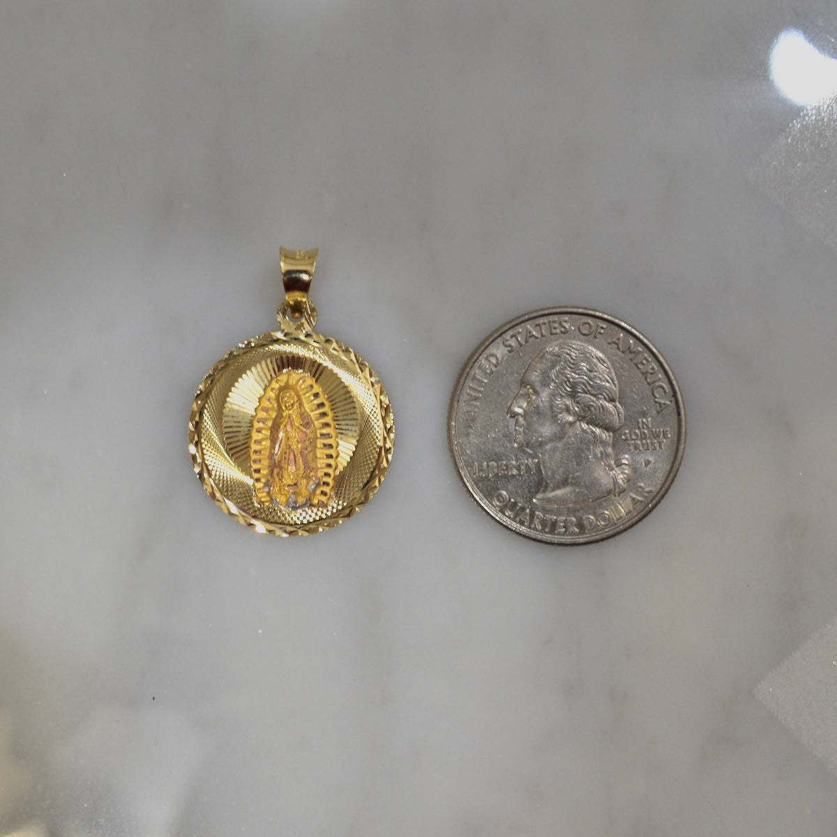 14K Gold Virgencita Pendant