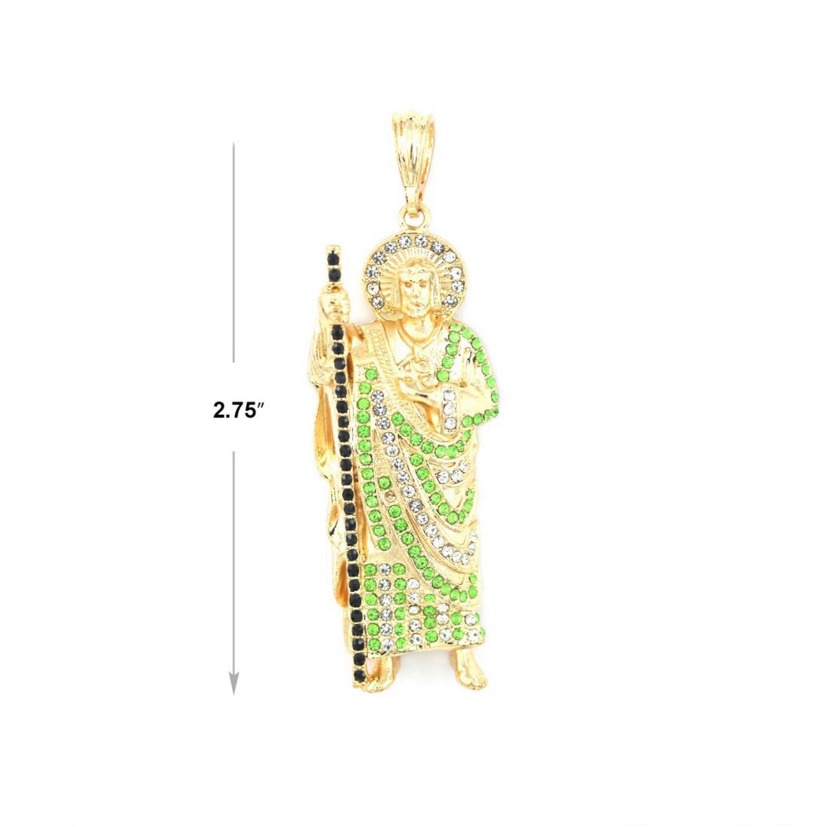 San Judas Tadeo Chain (White/Green/Black Stones)